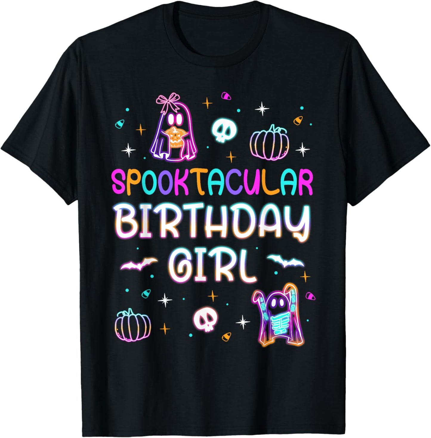 Spooktacular Birthday Girl Funny Birthday Girl Ghost Party T-Shirt - T-Shirt | Black