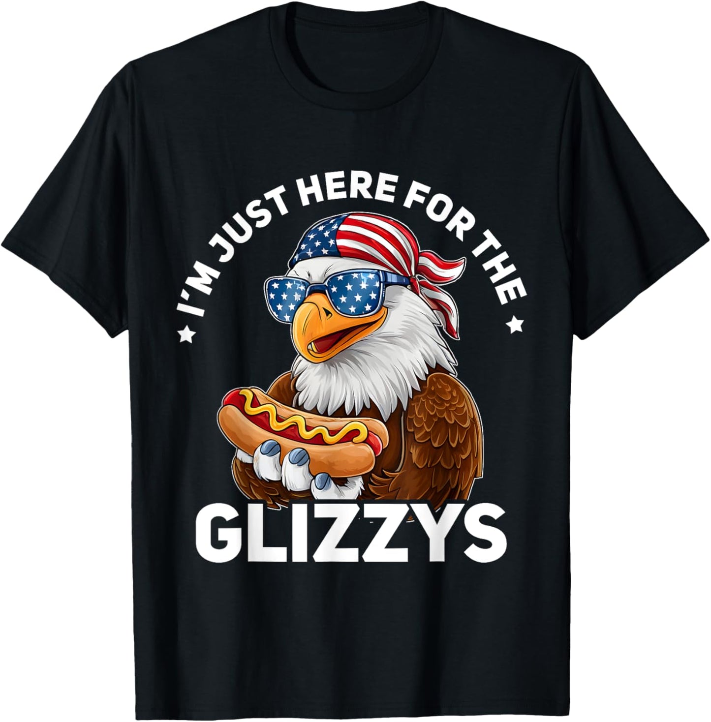 Bald Eagle Hotdog Glizzy American Flag 4th Of July Patriotic T-Shirt - T-Shirt | Black
