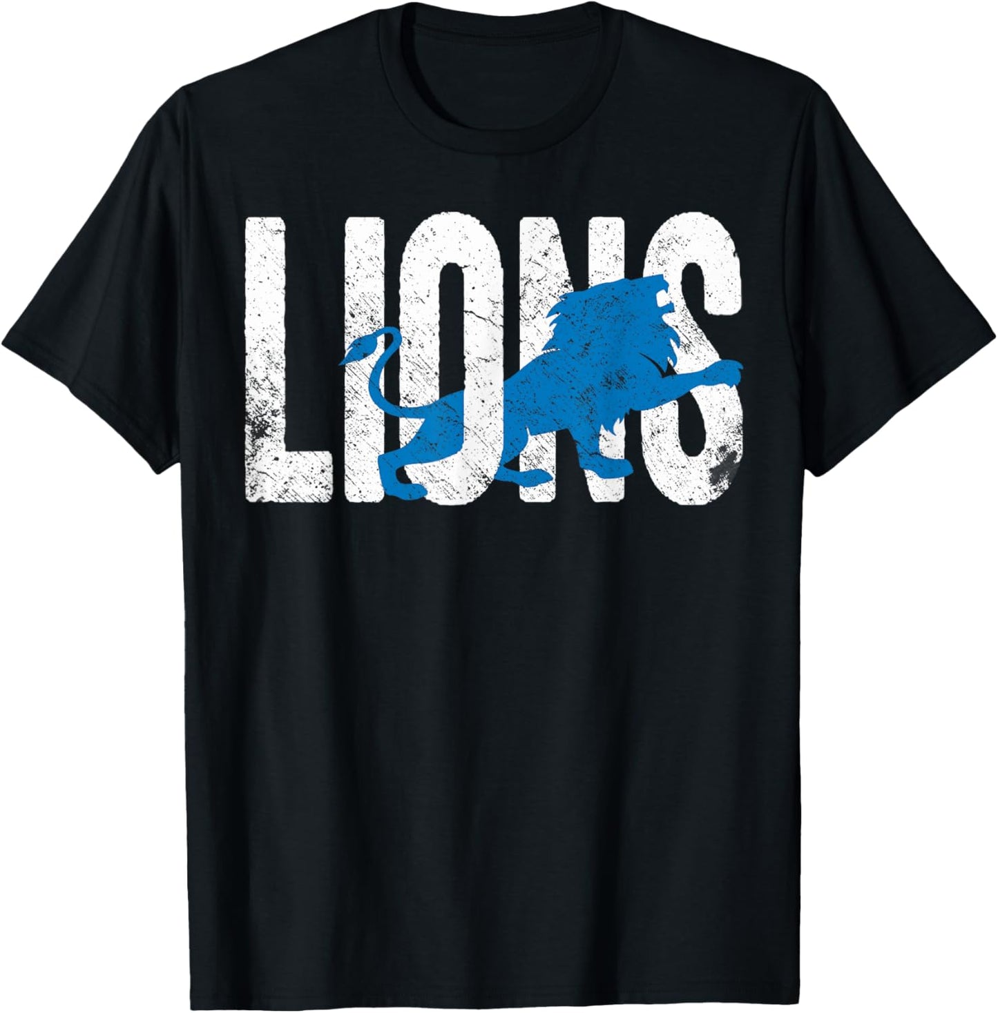 Vintage Lions Cool Football Spirit Retro Sports Name Fans T-Shirt - T-Shirt | Black