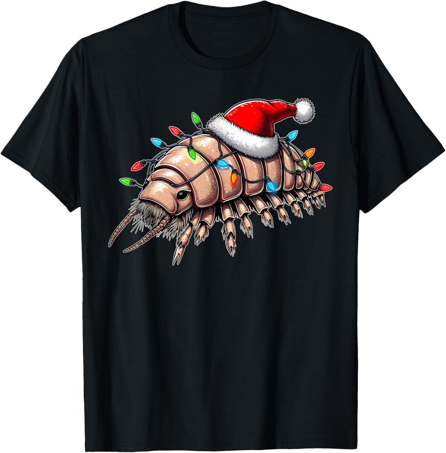 Isopod Funny Isopods Christmas Hat Xmas T-Shirt - T-Shirt | Black