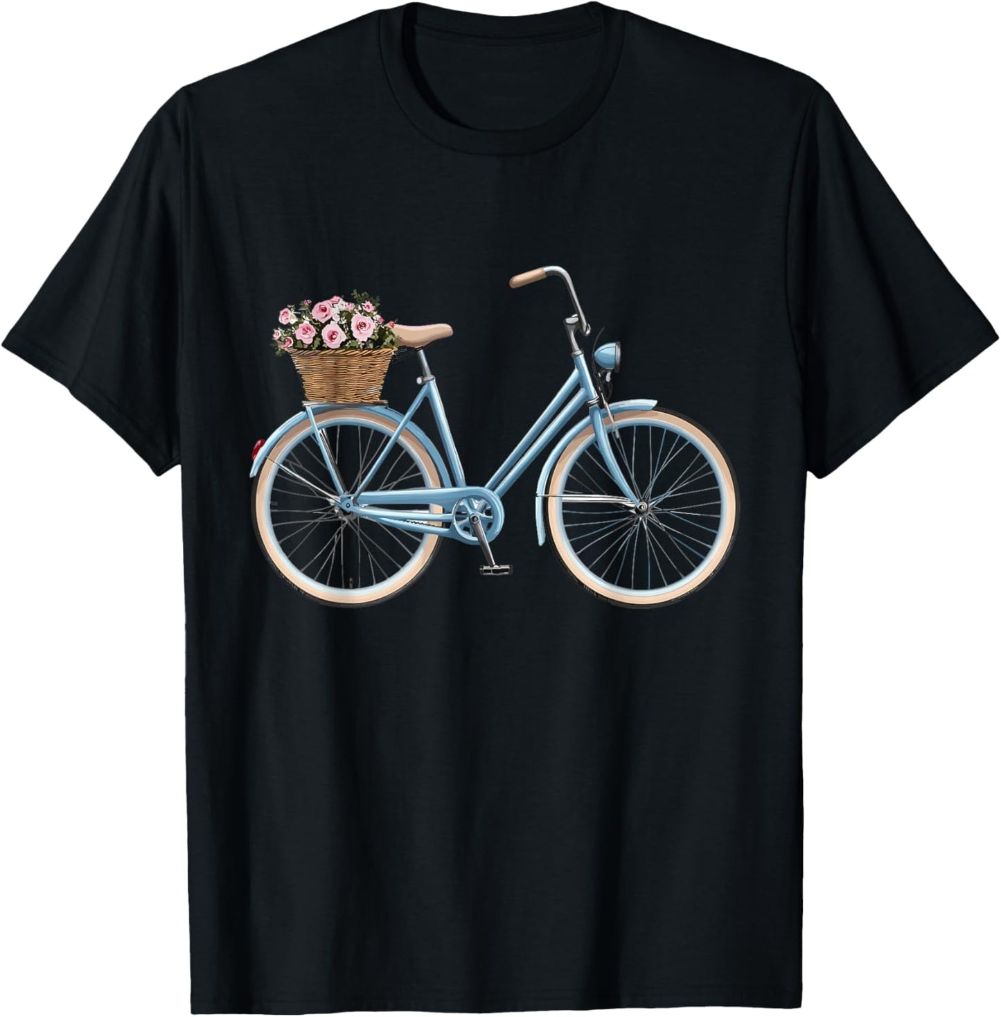 Bicycle with Basket of Flowers, Cyclist T-Shirt - T-Shirt | Black