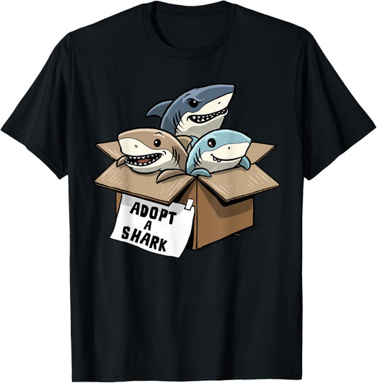 Adopt A Shark Shirt Funny Marine Biology Shark Adoption T-Shirt - T-Shirt | Black