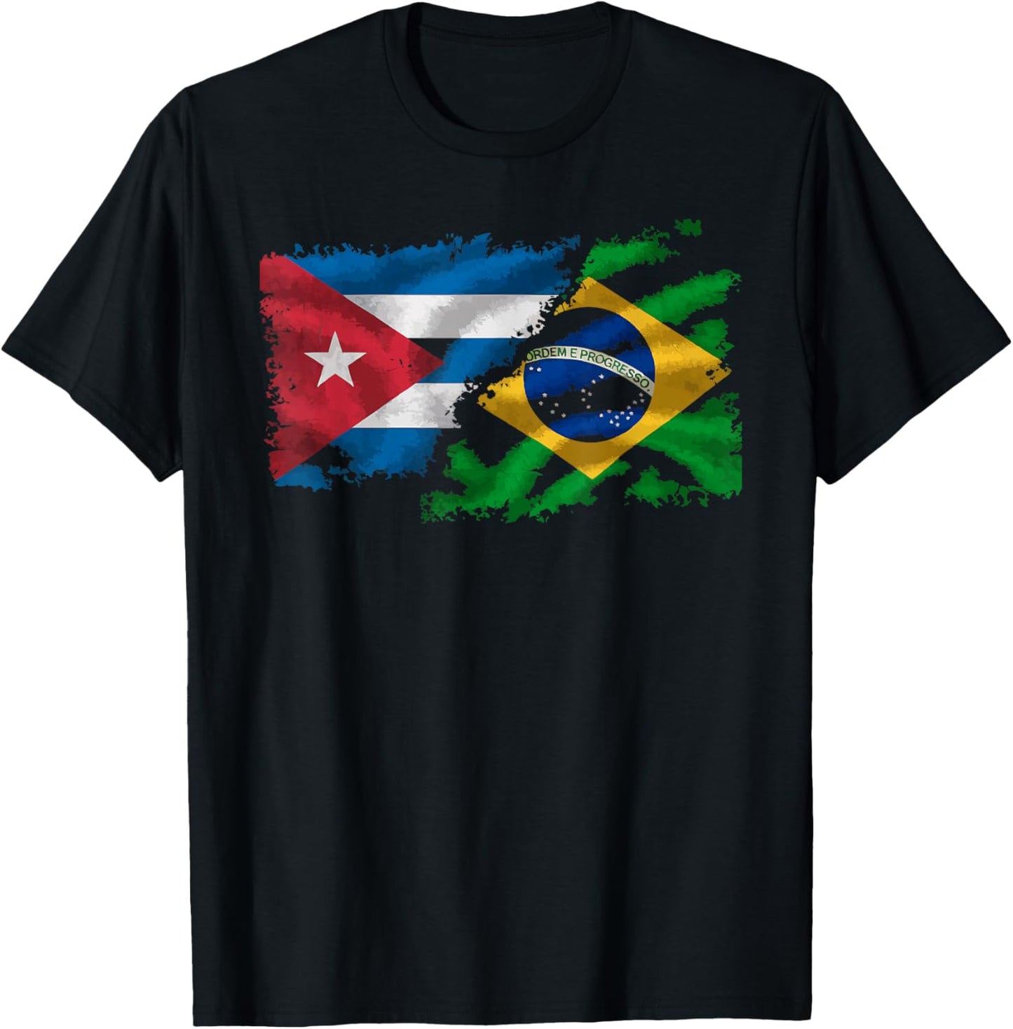 Half Cuban Half Brazilian Cuba Flag Country Brazil T-Shirt - T-Shirt | Black