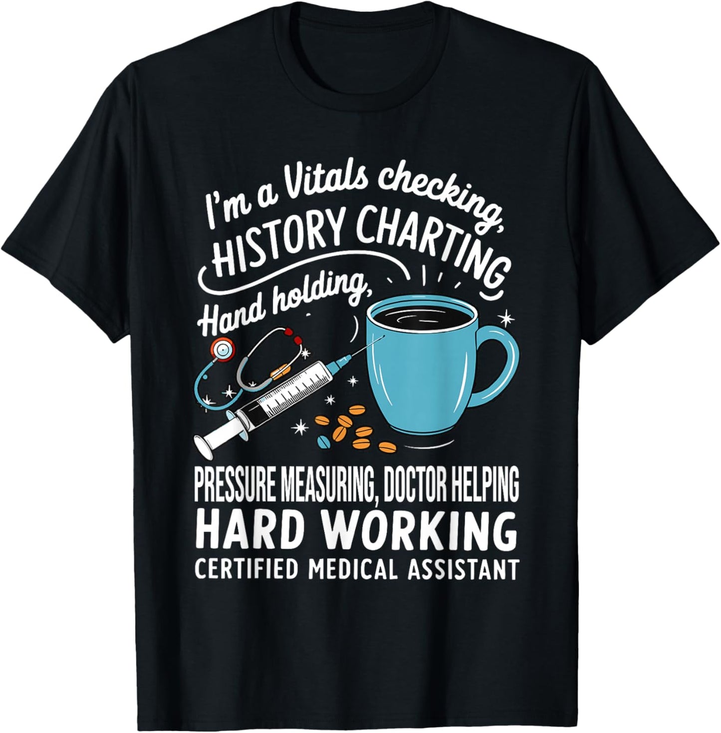 Vitals CMA Doctor Nursing Certified Medical Assistant T-Shirt - T-Shirt | Black