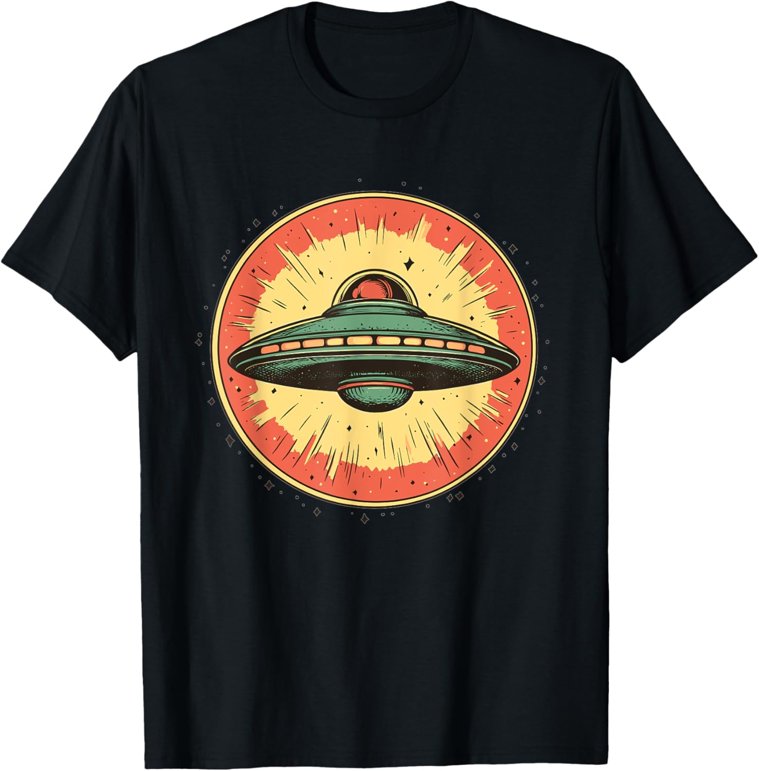 Retro UFO Spaceship Vintage T-Shirt - T-Shirt | Black