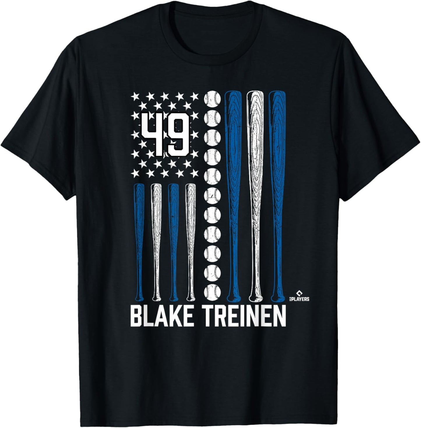 Baseball American Flag Blake Treinen Los Angeles Baseball T-Shirt - T-Shirt | Black
