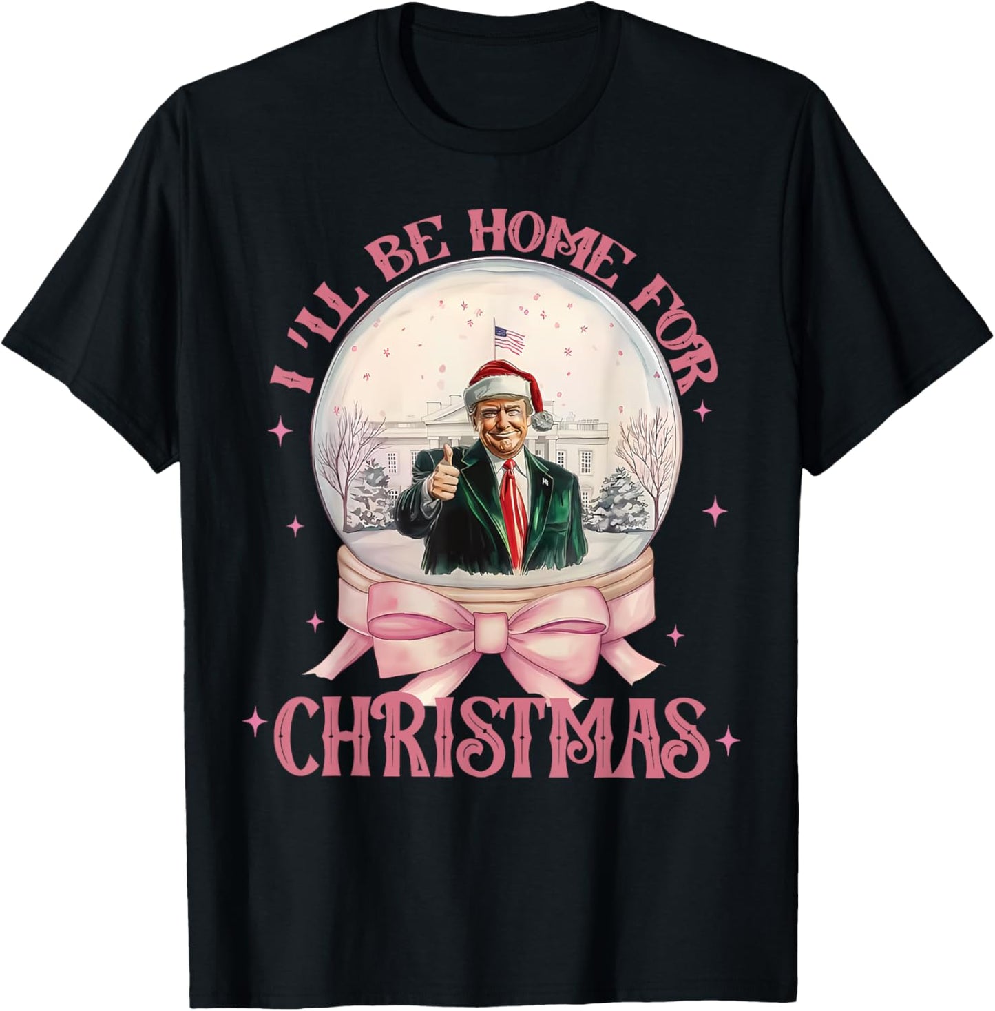 Funny Trump 2024 I'll Be Home Christmas Santa Xmas Pajamas T-Shirt - T-Shirt | Black