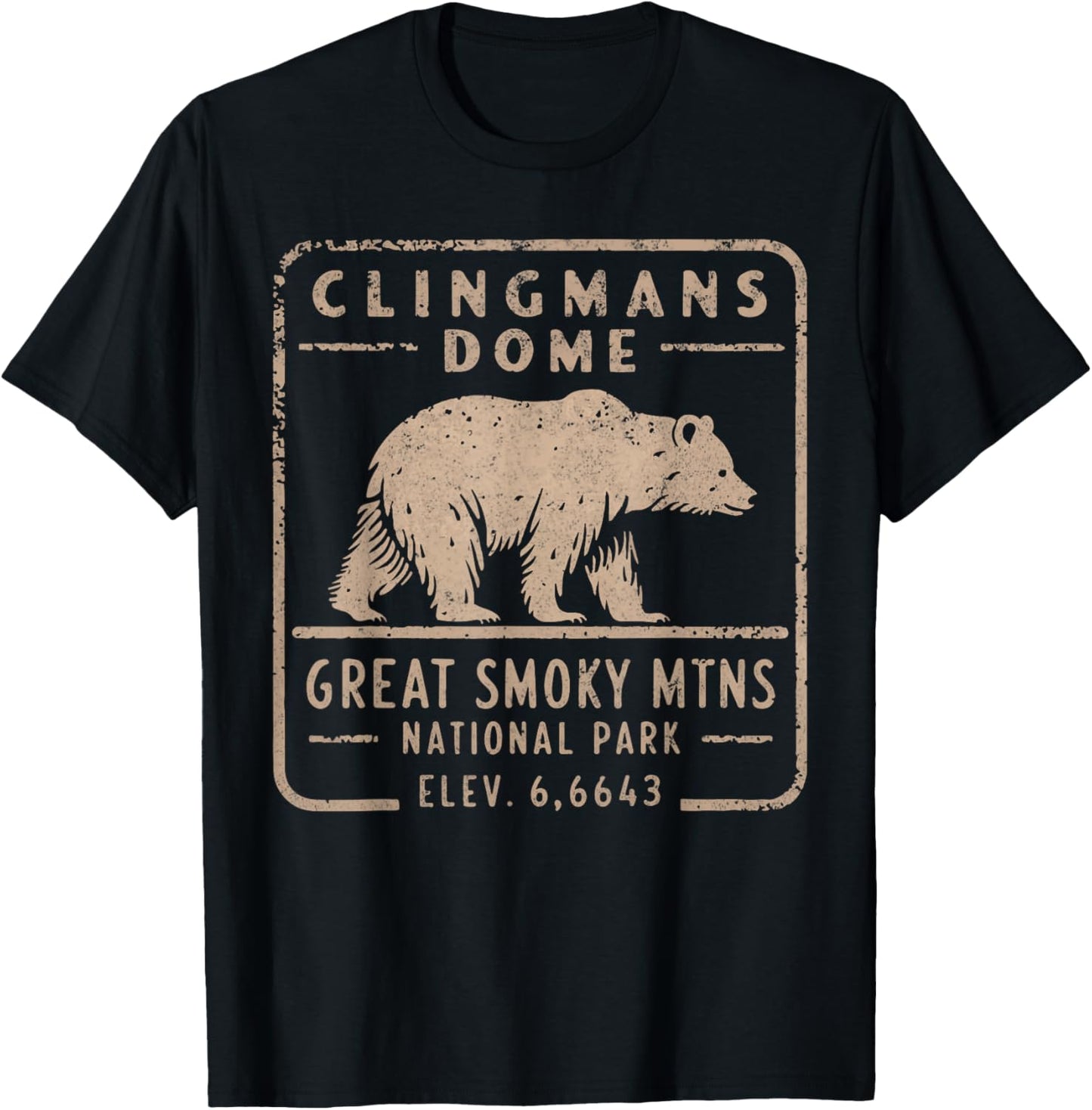 Clingmans Dome Great Smoky Mountains Bear Vintage T-Shirt - T-Shirt | Black