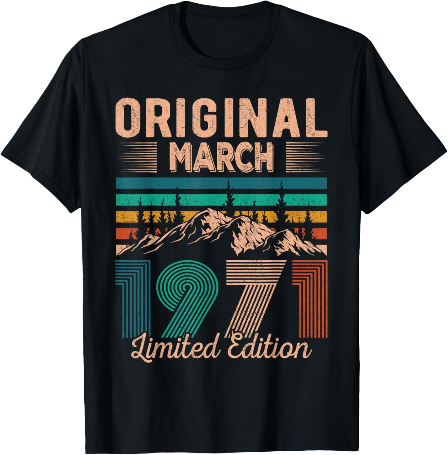 Original March 1971 Born in March 1971 Birthday T-Shirt - T-Shirt | Black