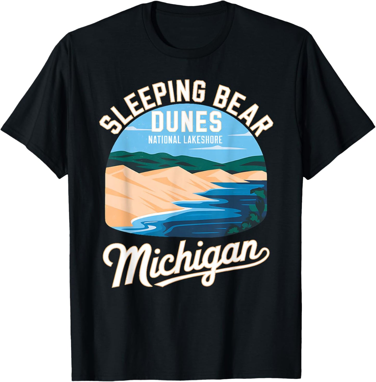 Explore Sleeping Bear Dunes Michigan National Park Adventure T-Shirt - T-Shirt | Black