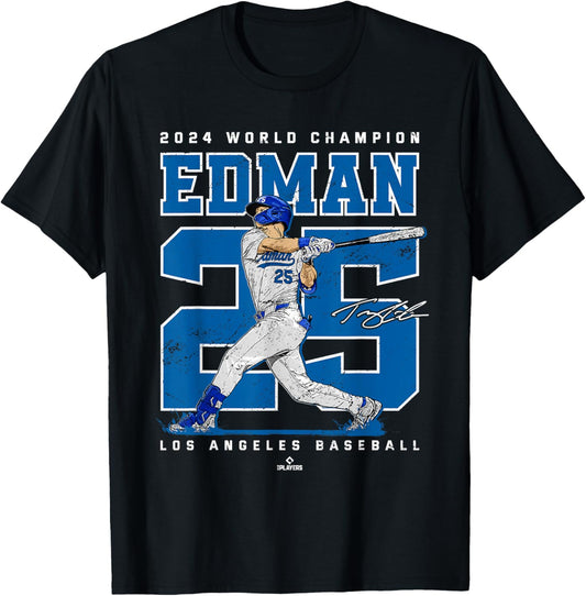Player Number 2024 World Champion Tommy Edman MLBPA T-Shirt - T-Shirt | Black
