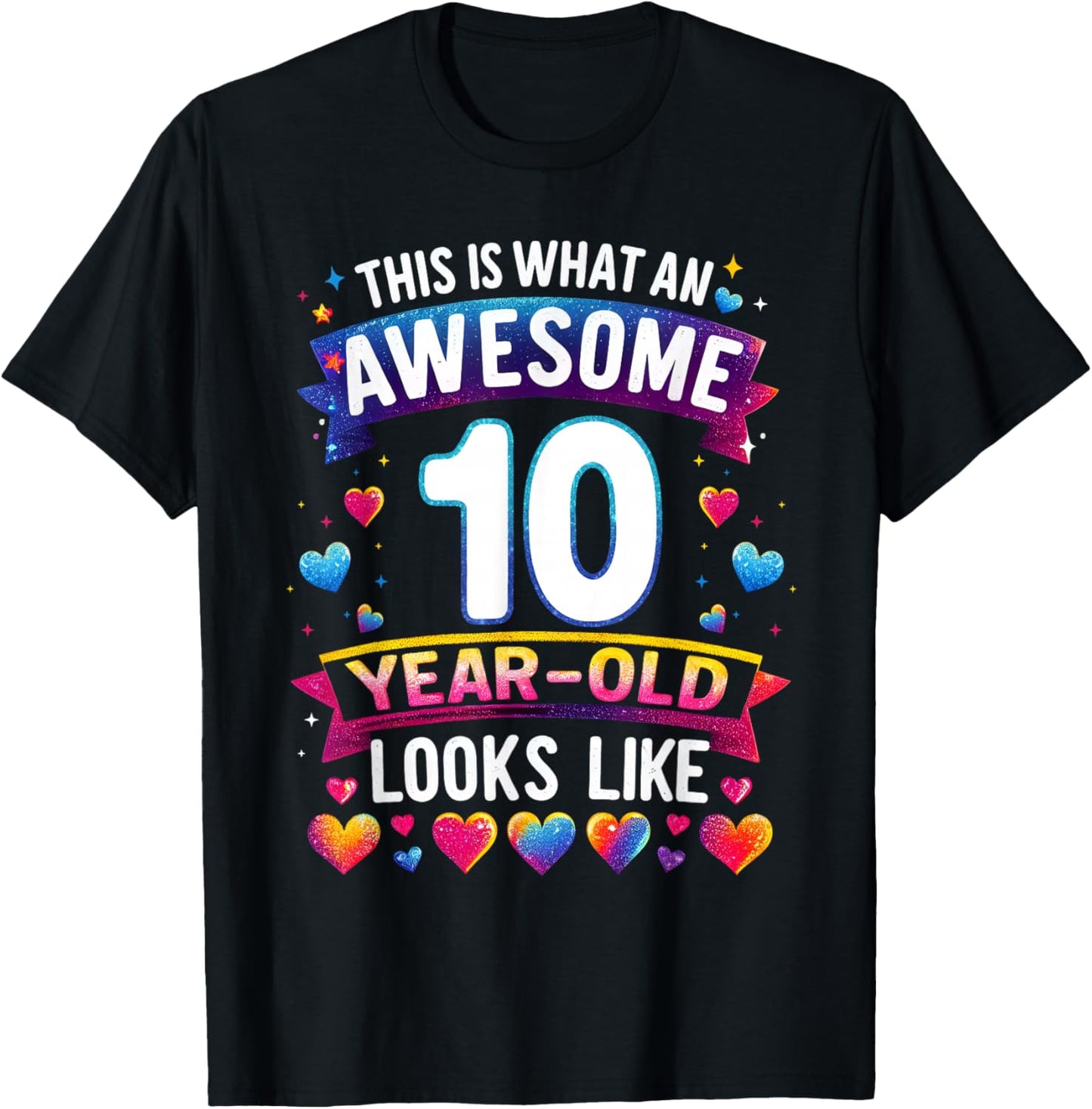 This Is What An Awesome 10 Year Old Looks Like 10th Birthday T-Shirt - T-Shirt | Black