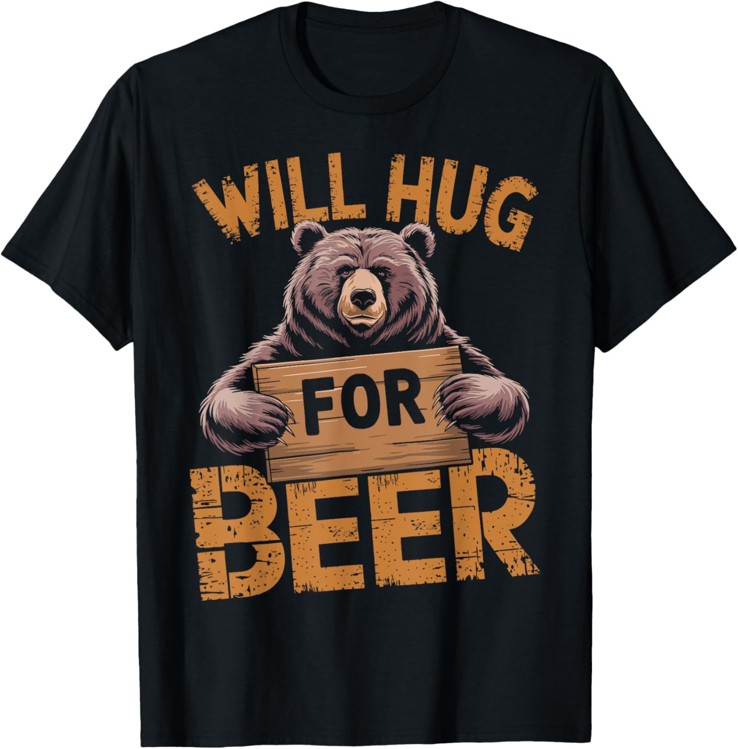 Funny Bear Lover Will Hug For Beer Design T-Shirt - T-Shirt | Black