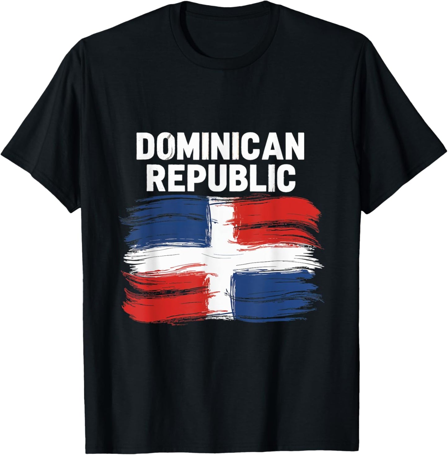 Dominican Republic Brush Flag Heritage Culture Travel T-Shirt - T-Shirt | Black