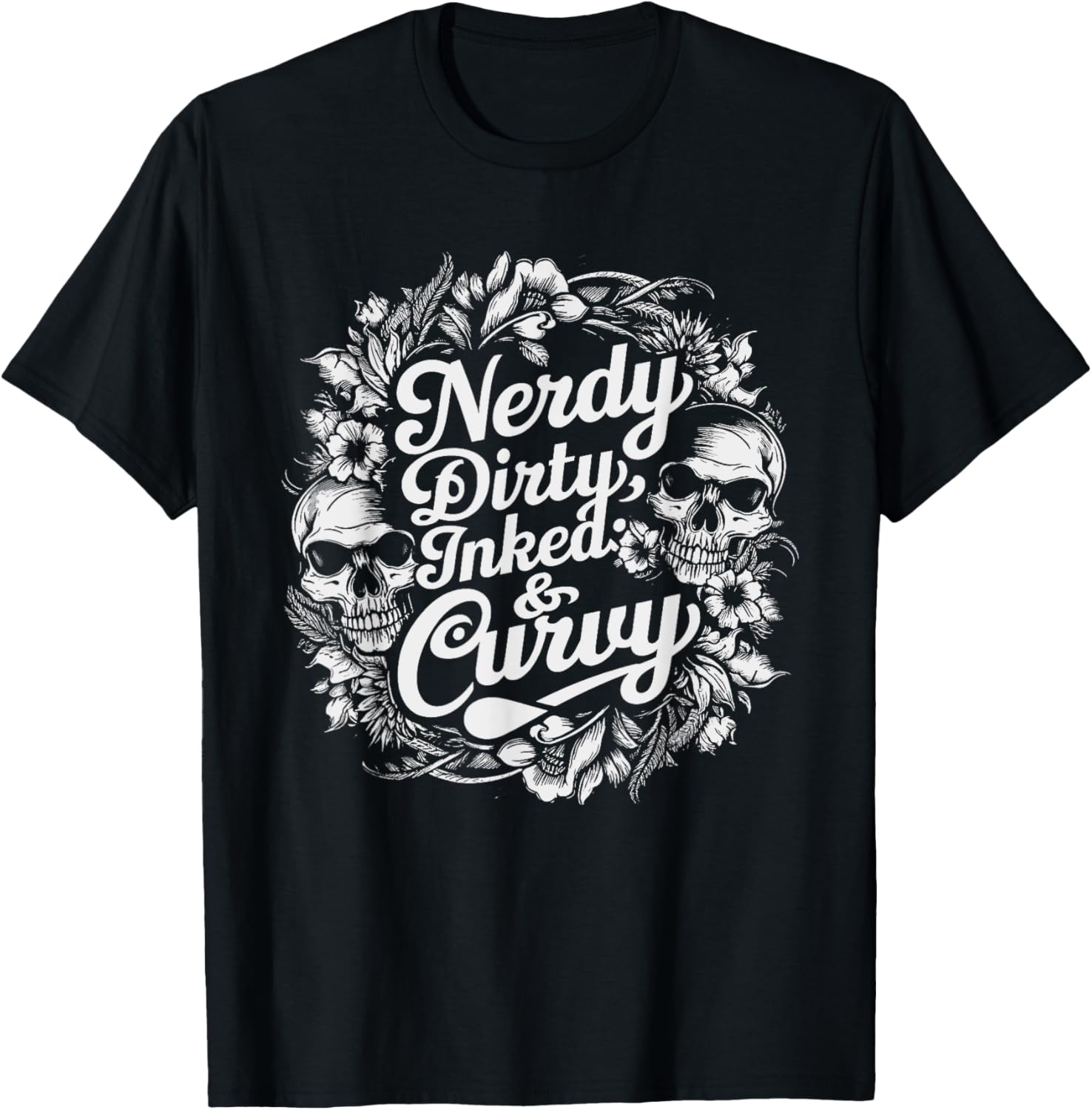 Nerdy Dirty Inked & Curvy Reading Tattoo Lovers T-Shirt - T-Shirt | Black
