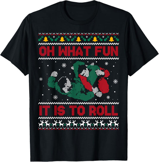 Jiu Jitsu BJJ Ugly Christmas Sweater MMA Funny Xmas T-Shirt - T-Shirt | Black