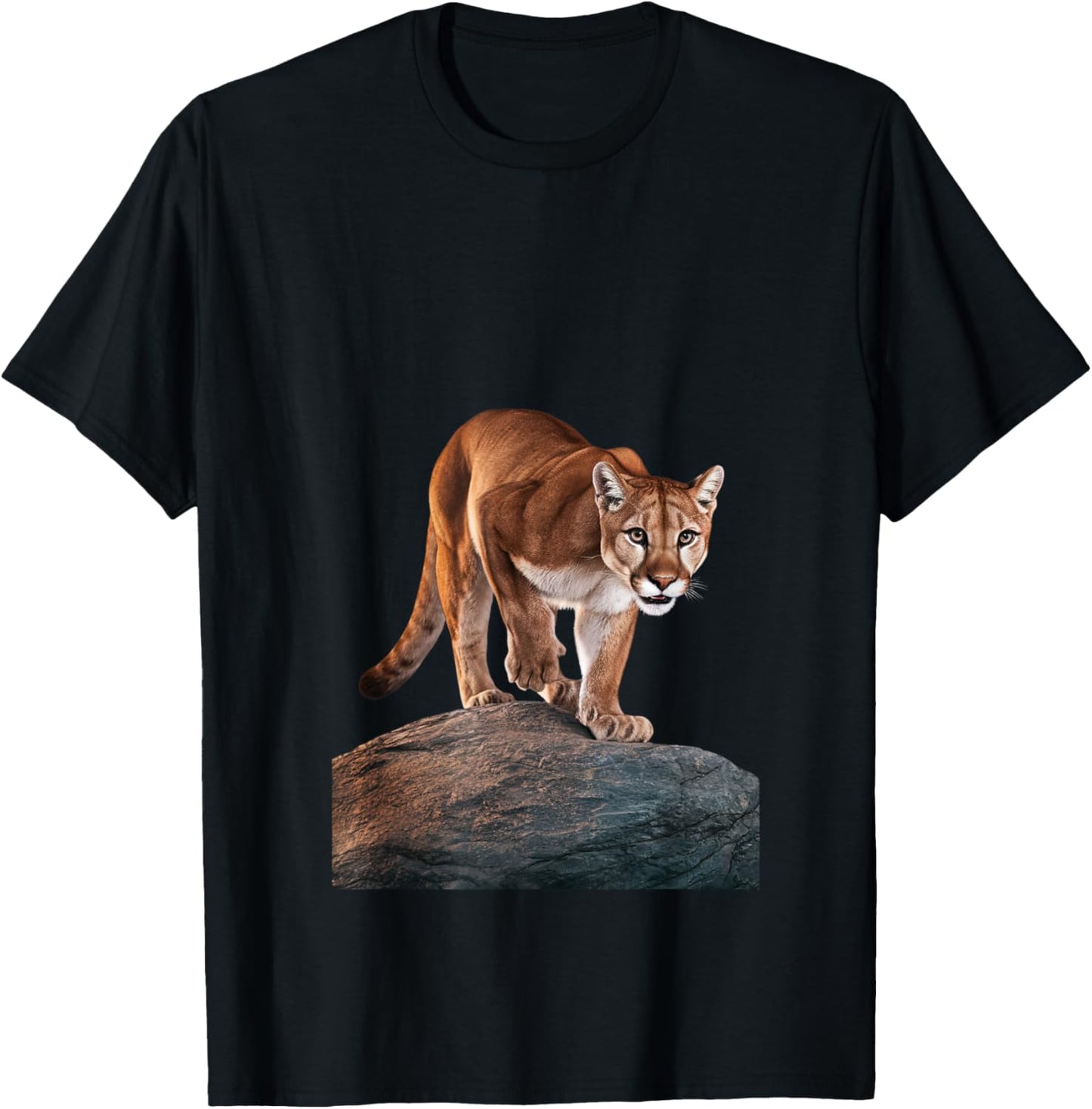 Mountain Lion on The Hunt and About to Pounce T-Shirt - T-Shirt | Black