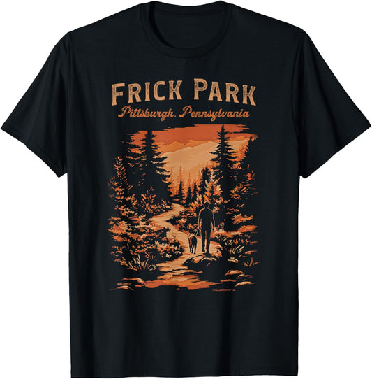 Frick Park Pittsburgh Pennsylvania Vintage Hiking Trail T-Shirt - T-Shirt | Black