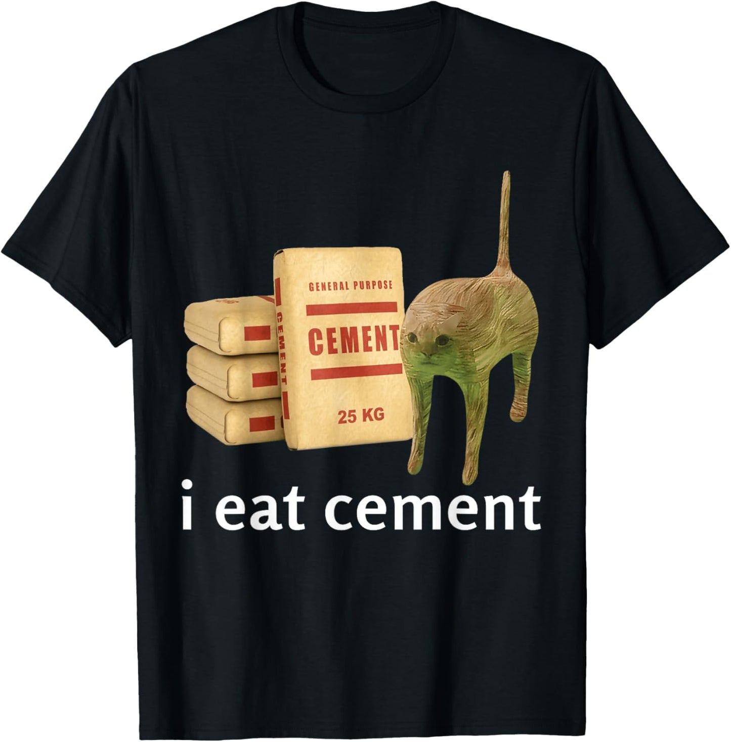 I Eat Cement Cat Shirt Kids Funny Dank Cat Meme T-Shirt - T-Shirt | Black