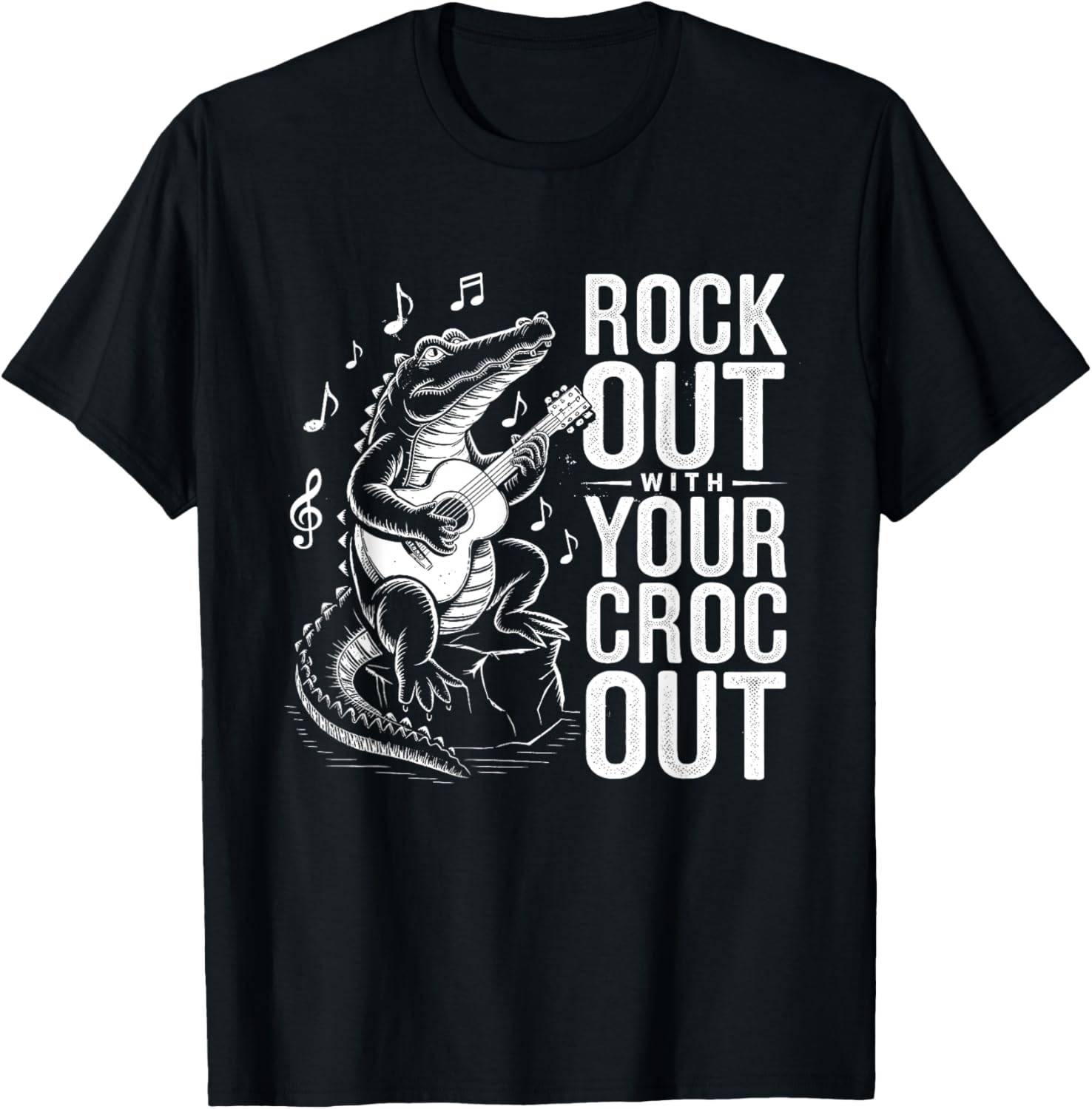 Rock Out with Your Croc Out, Crocodile Playing Guitar T-Shirt - T-Shirt | Black