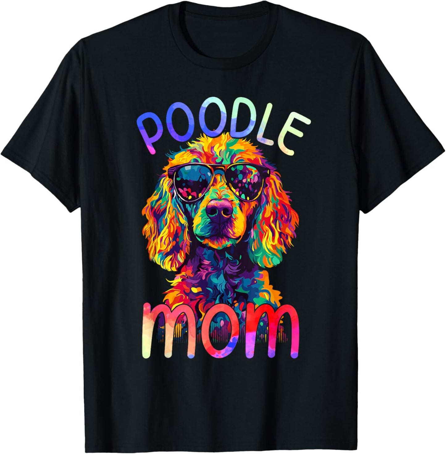Poodle Mom Colorful Pop Art Poodle T-Shirt - T-Shirt | Black