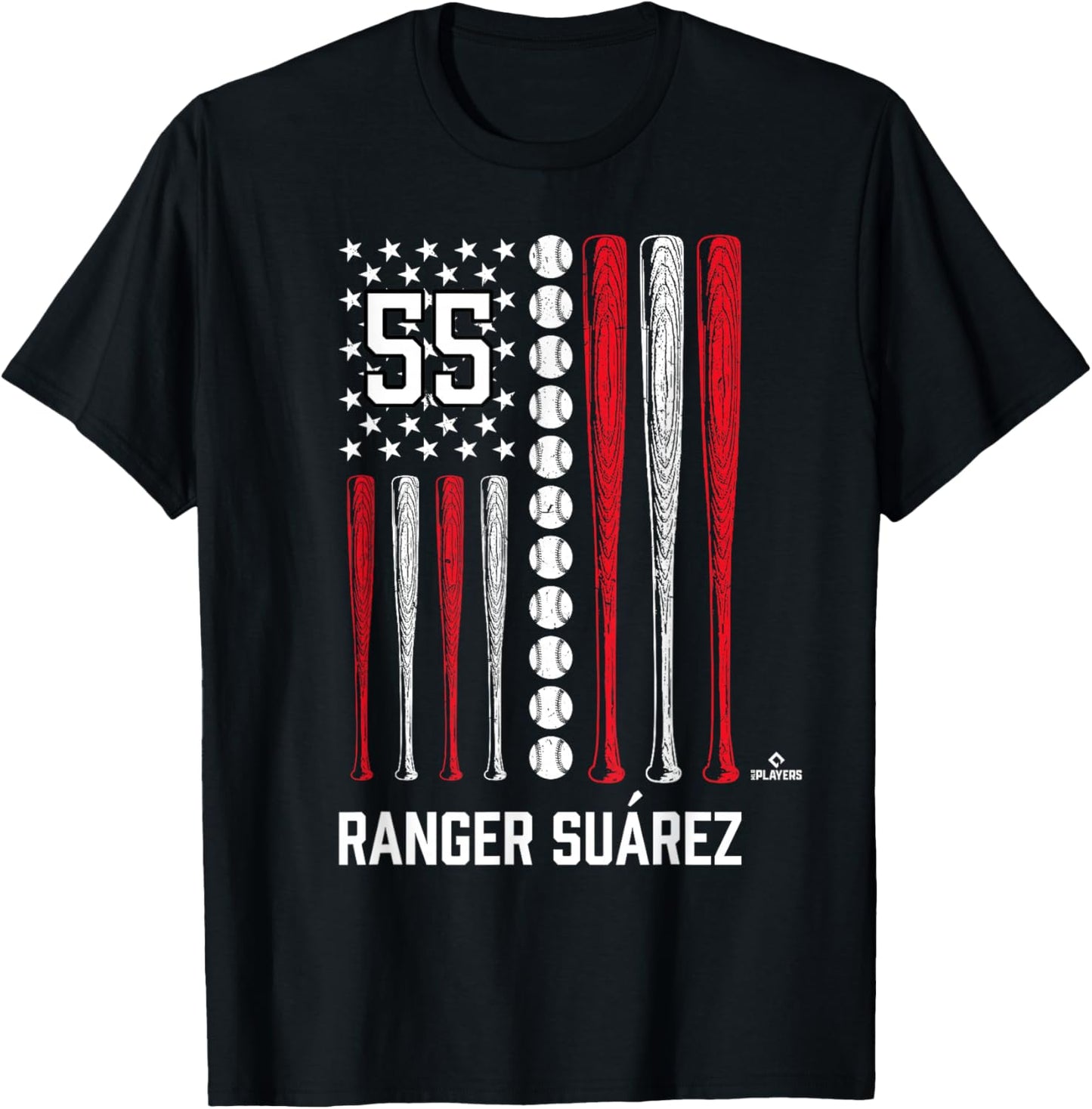 Baseball American Flag Ranger Suárez Philadelphia Baseball T-Shirt - T-Shirt | Black