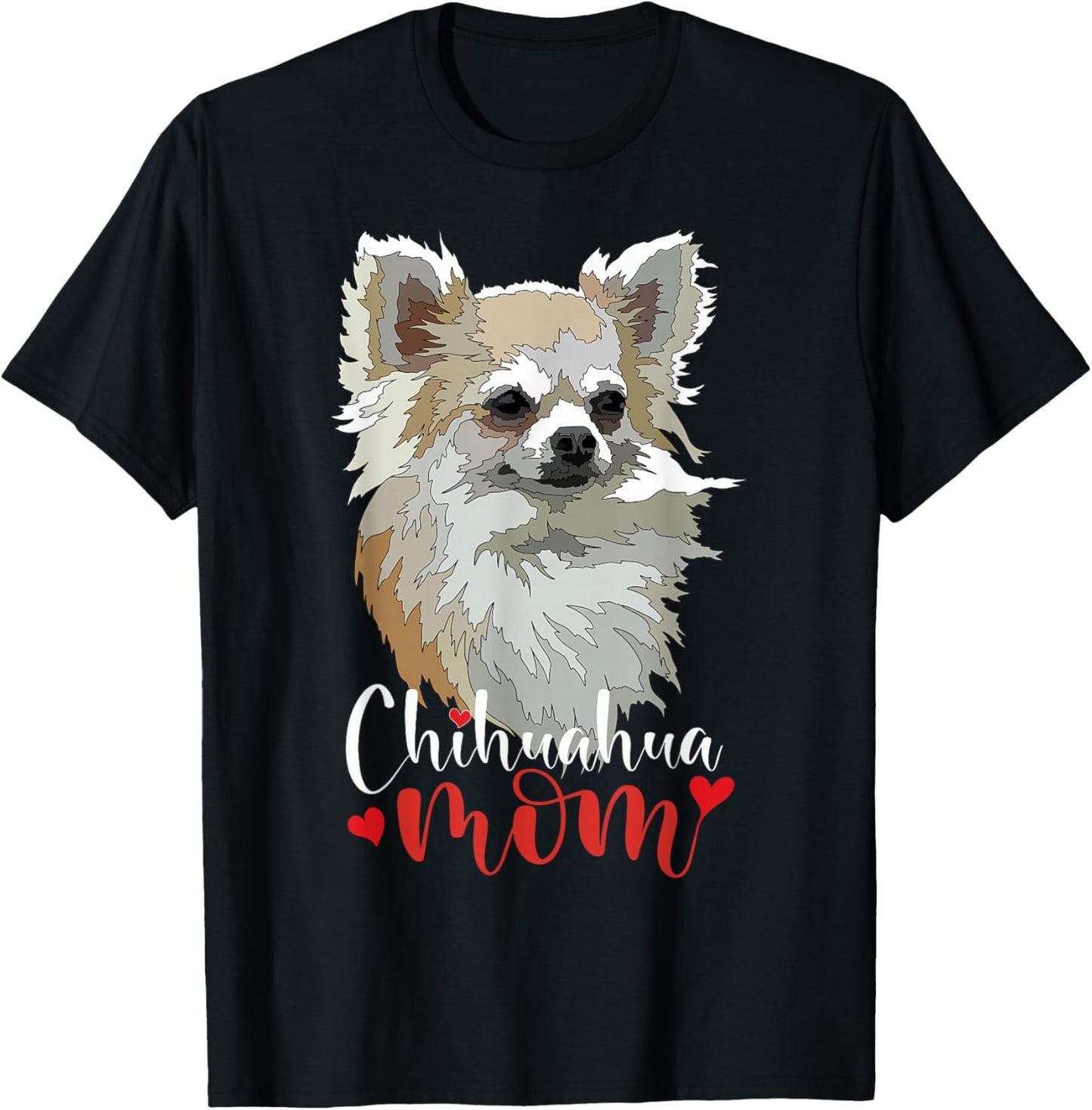 Chihuahua Mom Long Hair Chiwawa Mama Long Haired Chiwawa Dog T-Shirt - T-Shirt | Black