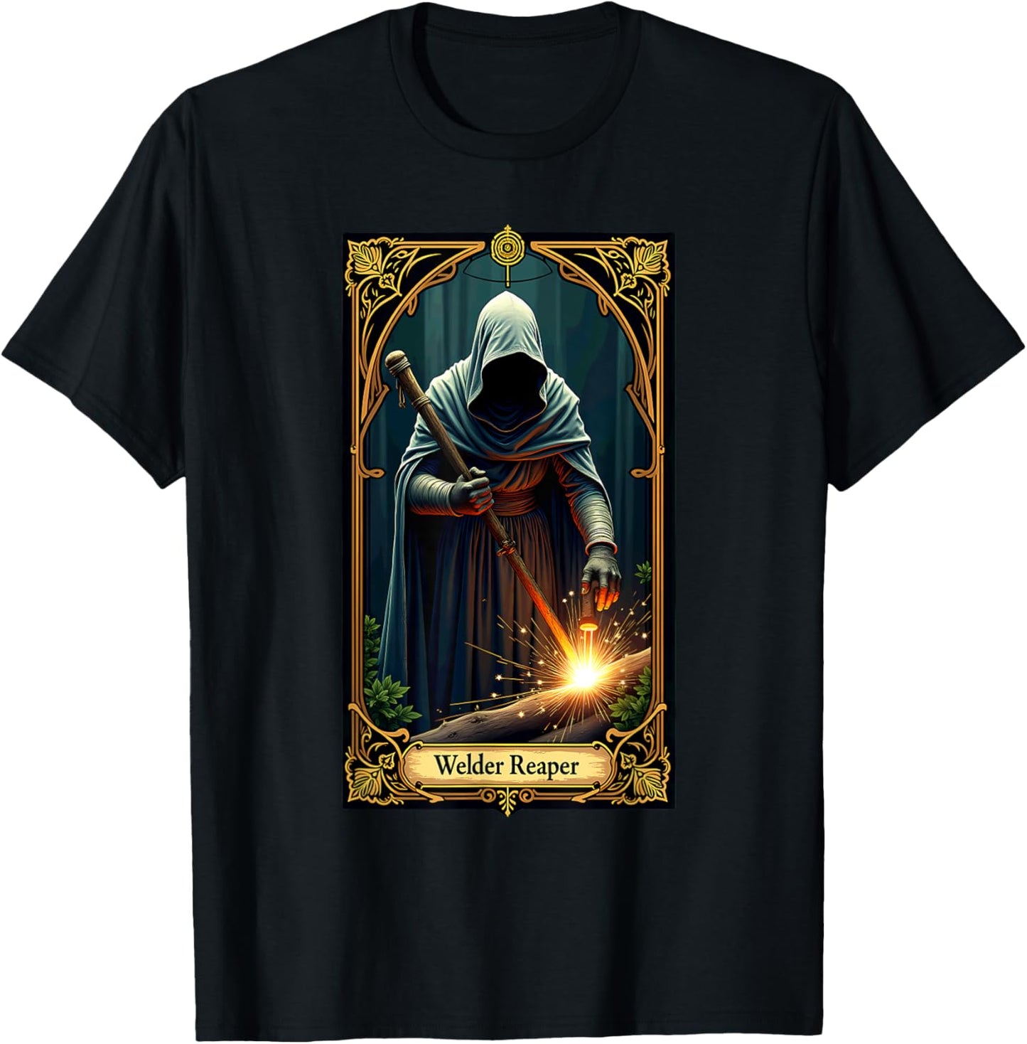 Halloween Tarot Card Skeleton Welding Welder Reaper T-Shirt - T-Shirt | Black