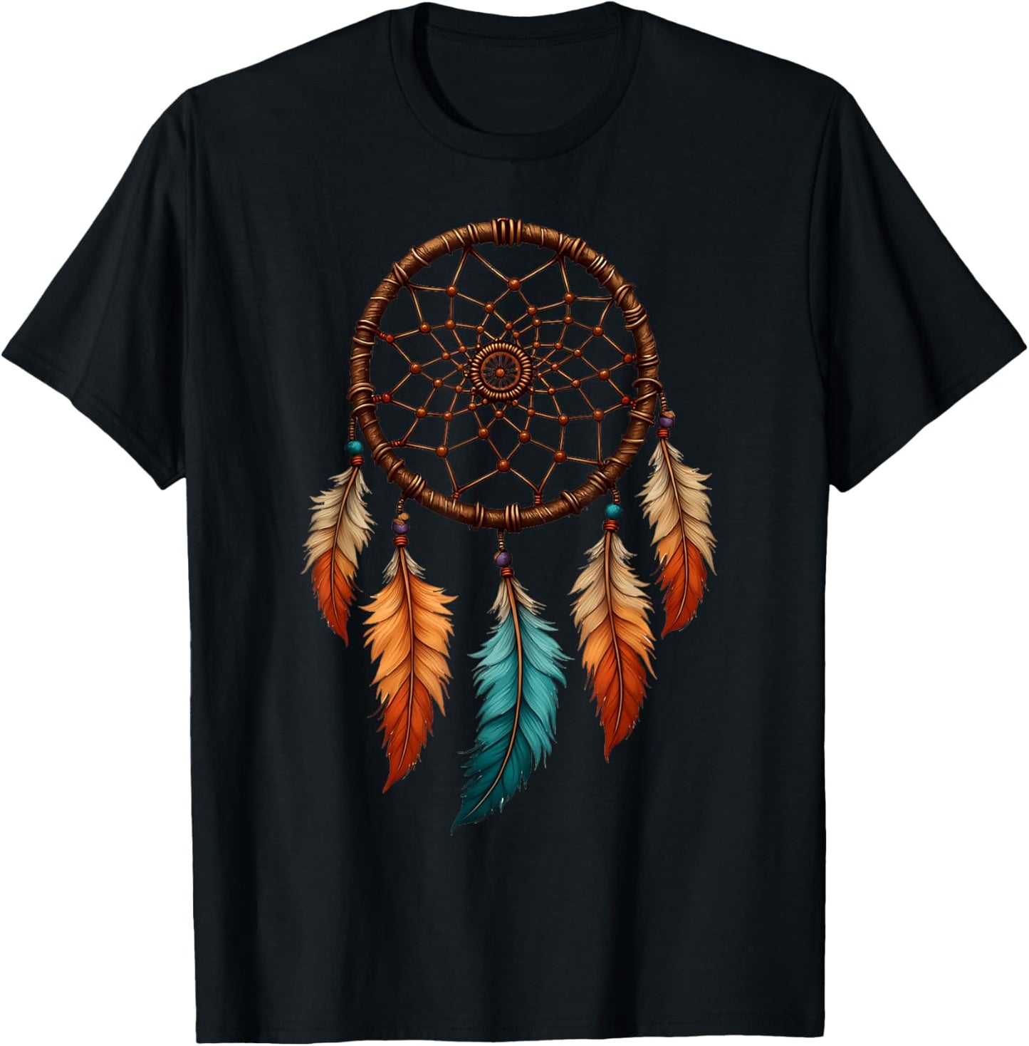 Vintage Dreamcatcher Native American Indian Boho Tribal Art T-Shirt - T-Shirt | Black