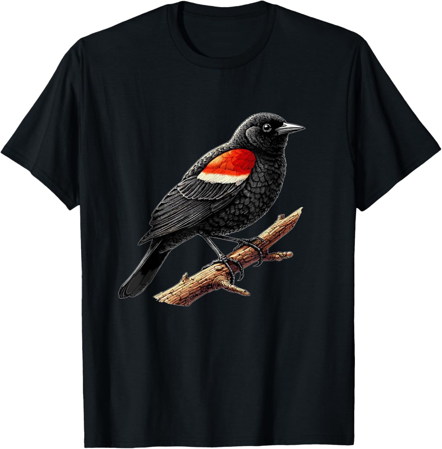 Red-Winged Black Bird, Birdwatching, Red Winged Blackbird T-Shirt - T-Shirt | Black