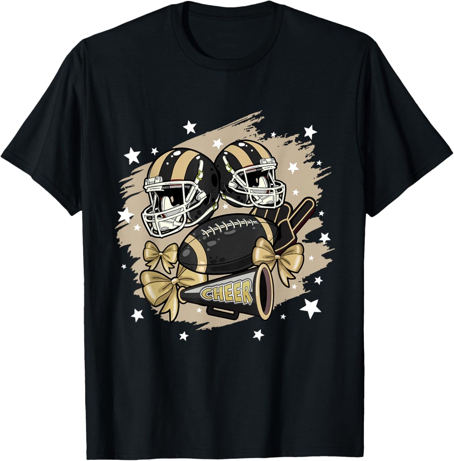 Football Cheer Mom Sister Black Coquette Bow Game Day Women T-Shirt - T-Shirt | Black