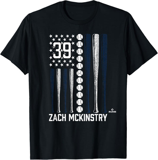 Baseball American Flag Zach McKinstry Detroit Baseball MLBPA T-Shirt - T-Shirt | Black