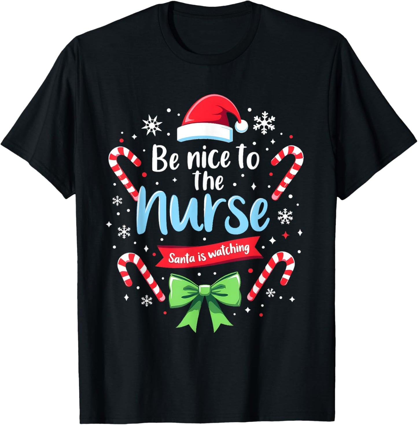 Funny Healthcare Nurse Santa Christmas Nursing Xmas Holiday T-Shirt - T-Shirt | Black