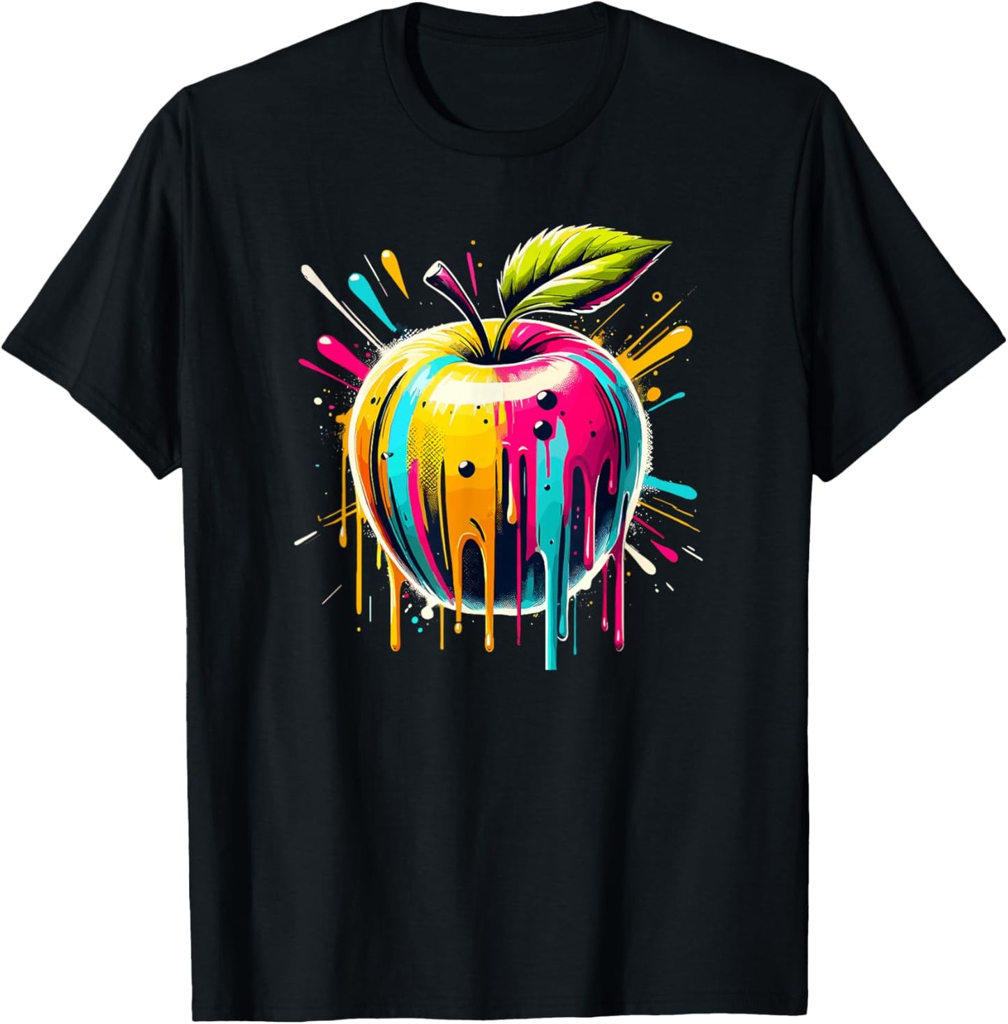 Colorful Pop Art Apple Apples T-Shirt - T-Shirt | Black