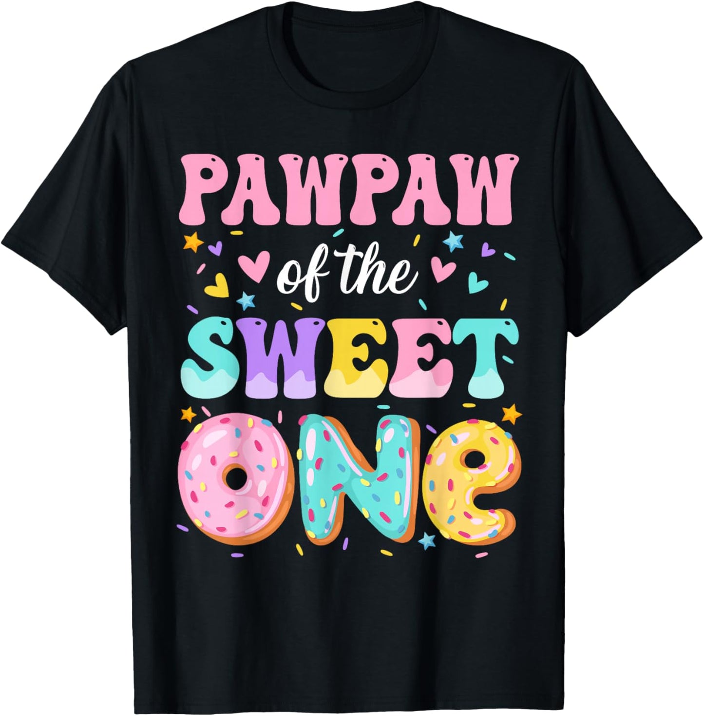 Pawpaw Of The Sweet One 1st Birthday Donut Bday Party T-Shirt - T-Shirt | Black