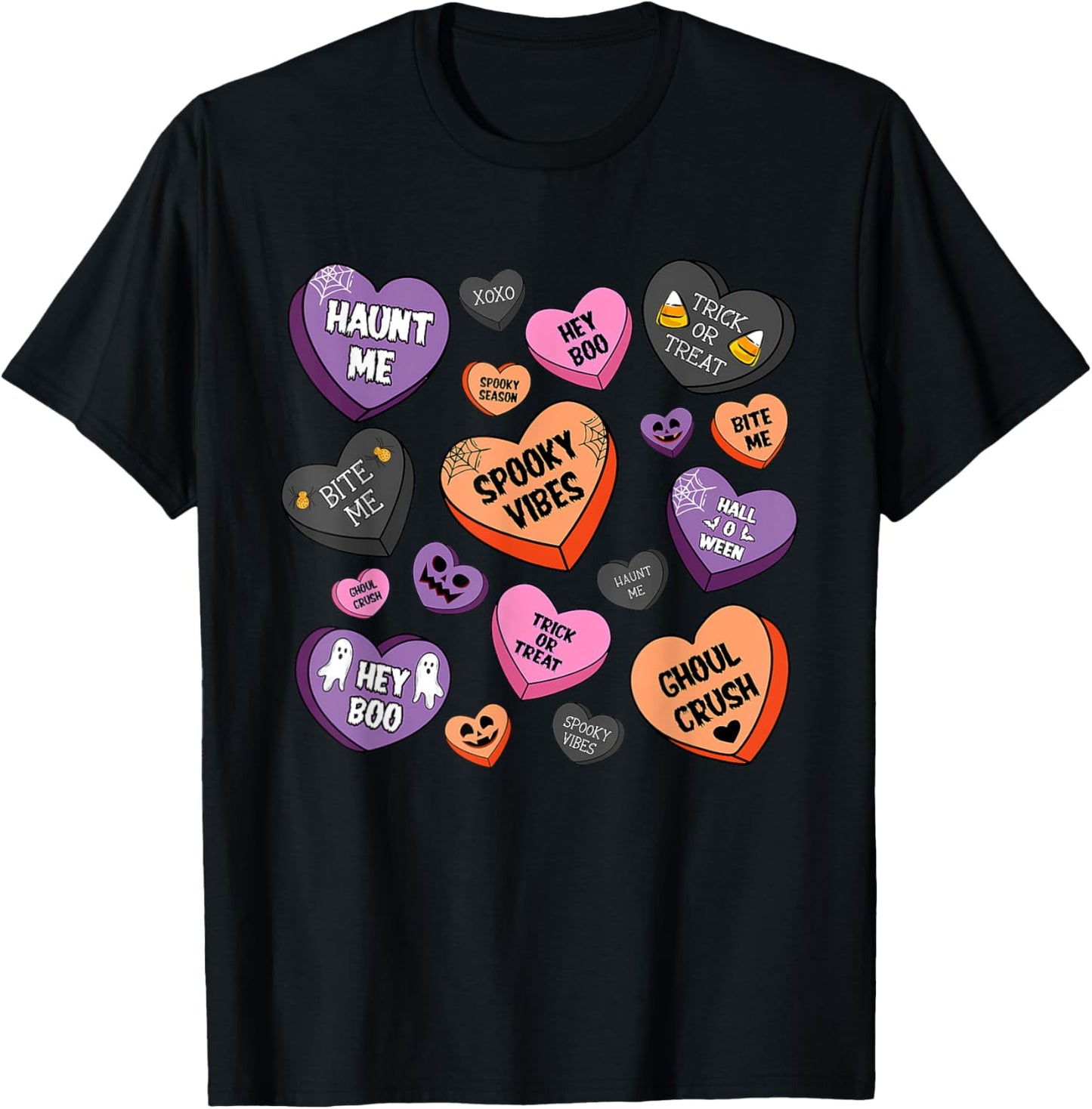 Candy Heart Halloween Spooky Vibes Candy Heart Halloween T-Shirt - T-Shirt | Black