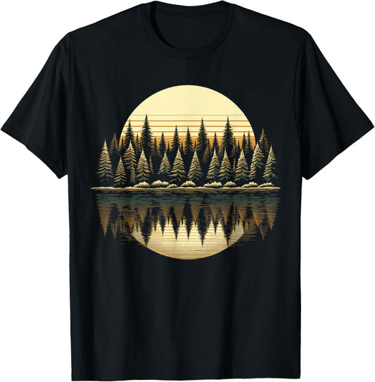 Trees Reflection Wildlife Nature Outdoor Forest T-Shirt - T-Shirt | Black