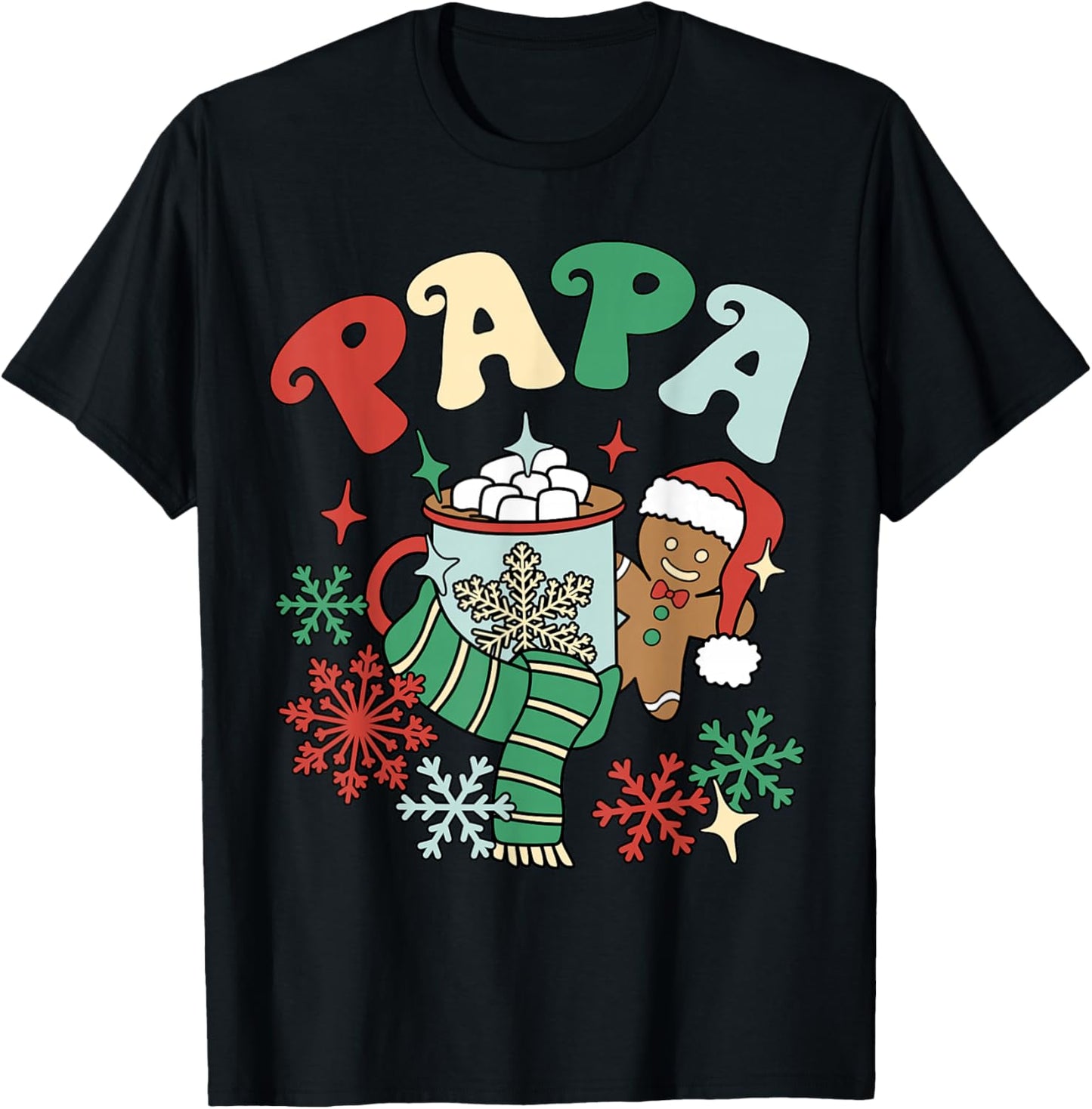 Papa Hot Cocoa Gingerbread Matching Family Christmas T-Shirt - T-Shirt | Black