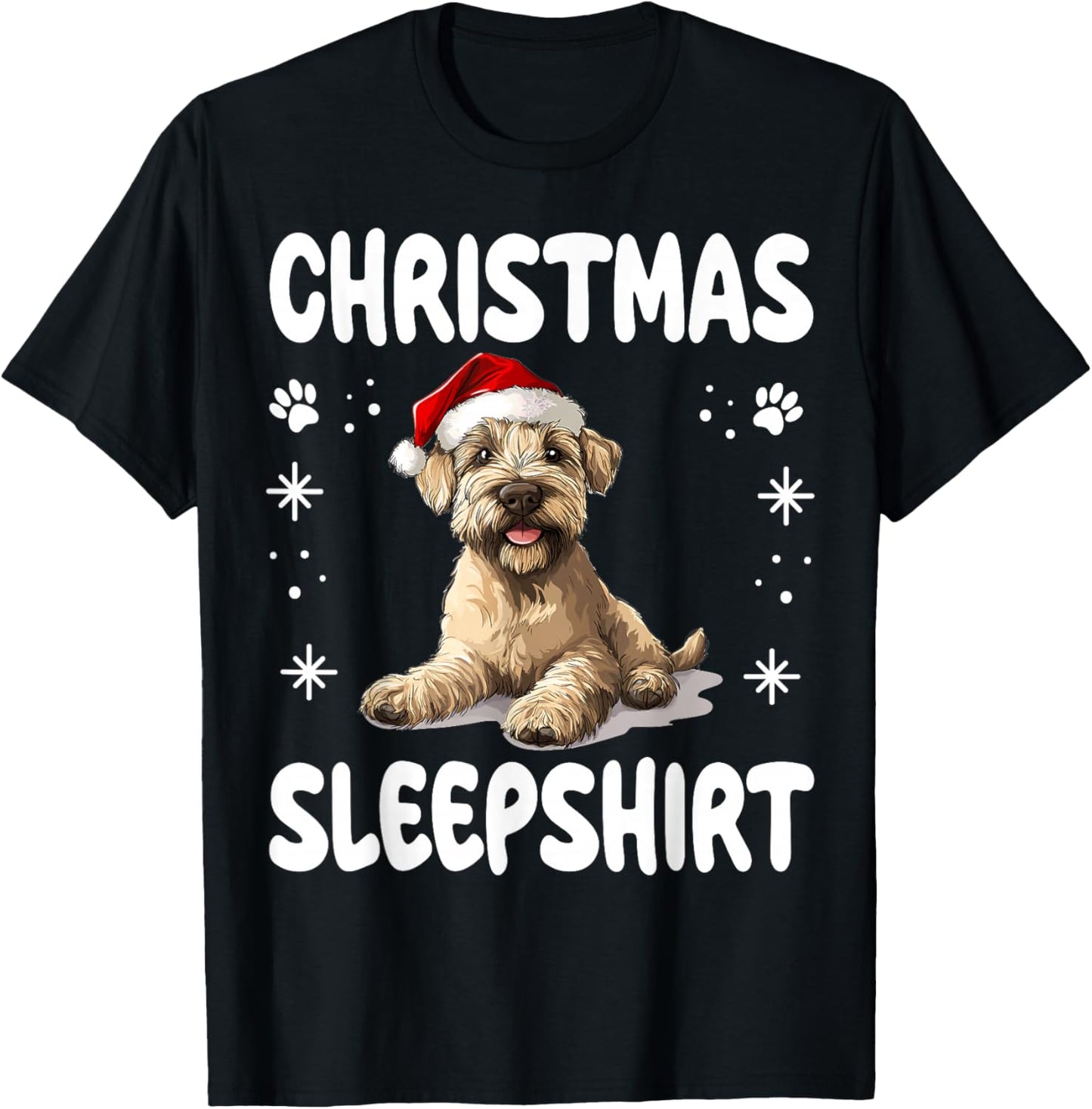 Soft Coated Wheaten Terrier Dog Nightgown Pajama Christmas Women Kids T-Shirt - T-Shirt | Black
