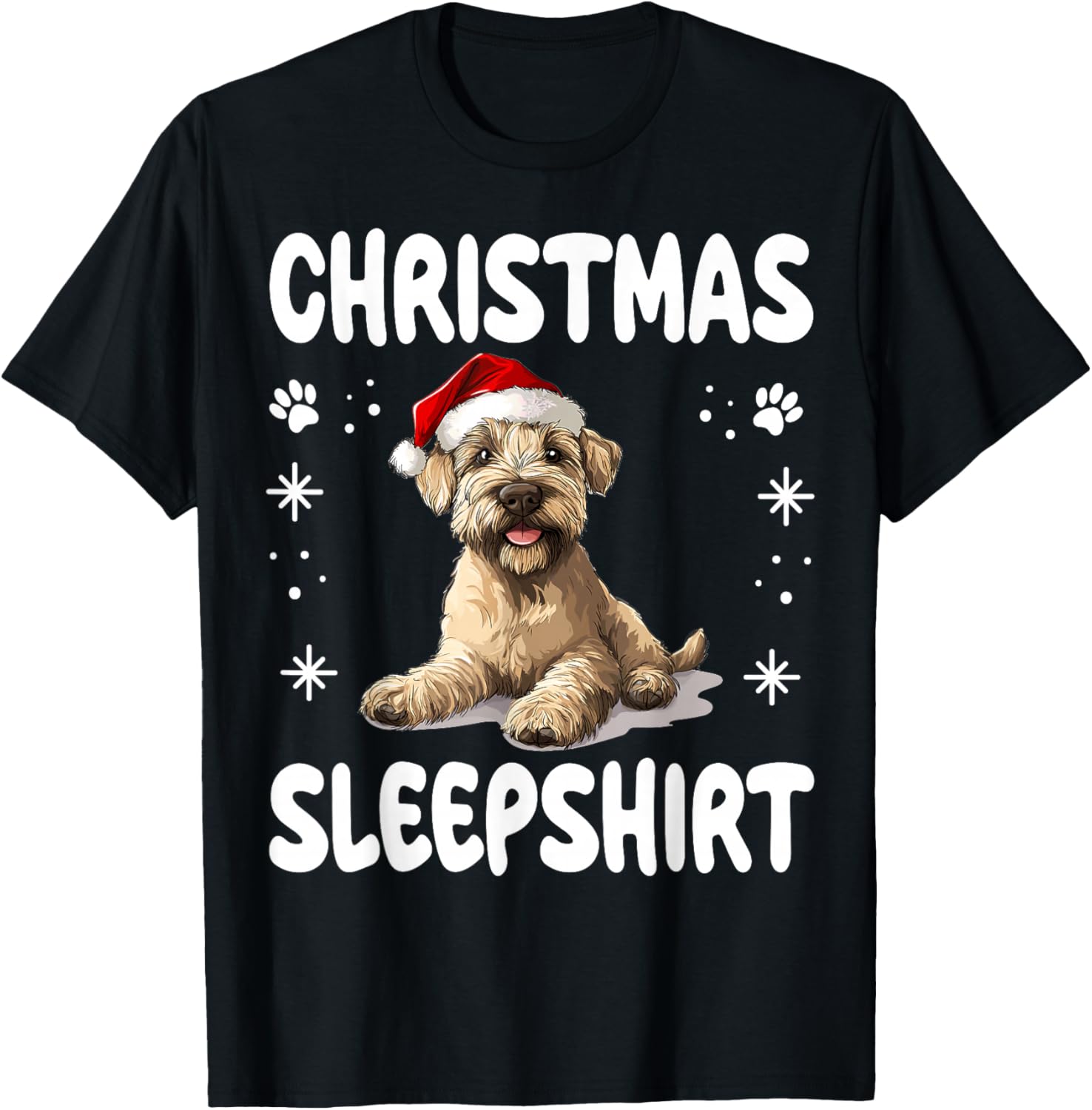 Soft Coated Wheaten Terrier Dog Nightgown Pajama Christmas Women Kids T-Shirt - T-Shirt | Black