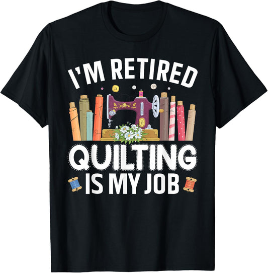 Cool Quilting Art Mom Grandma Stitch Sewer Quilter T-Shirt - T-Shirt | Black