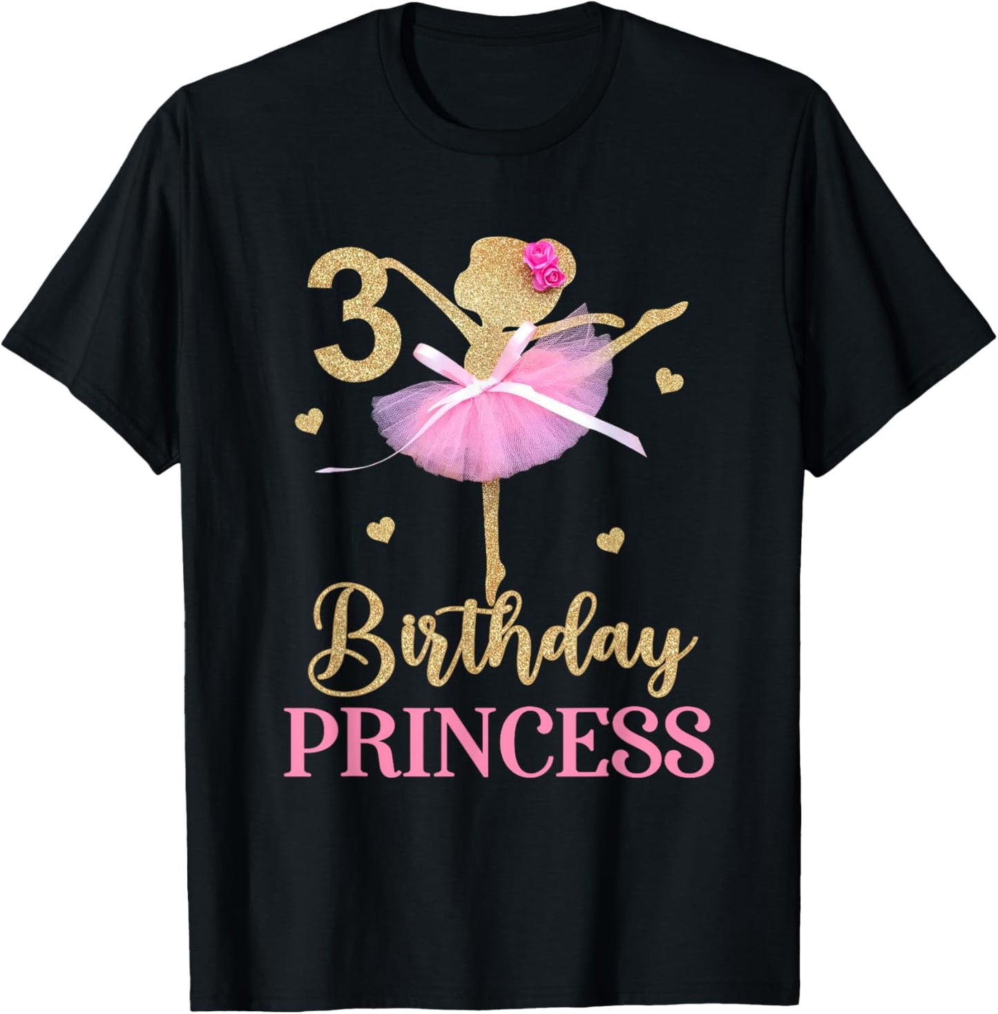 It's My 3rd Birthday Ballerina Ballet Three Years Old Bday T-Shirt - T-Shirt | Black