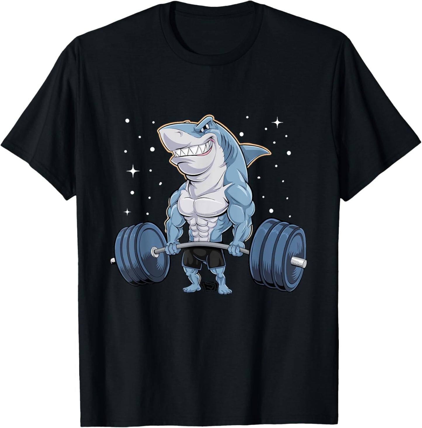 Workout Shark Weight Lifting Graphic Men Women Funny Gym T-Shirt - T-Shirt | Black