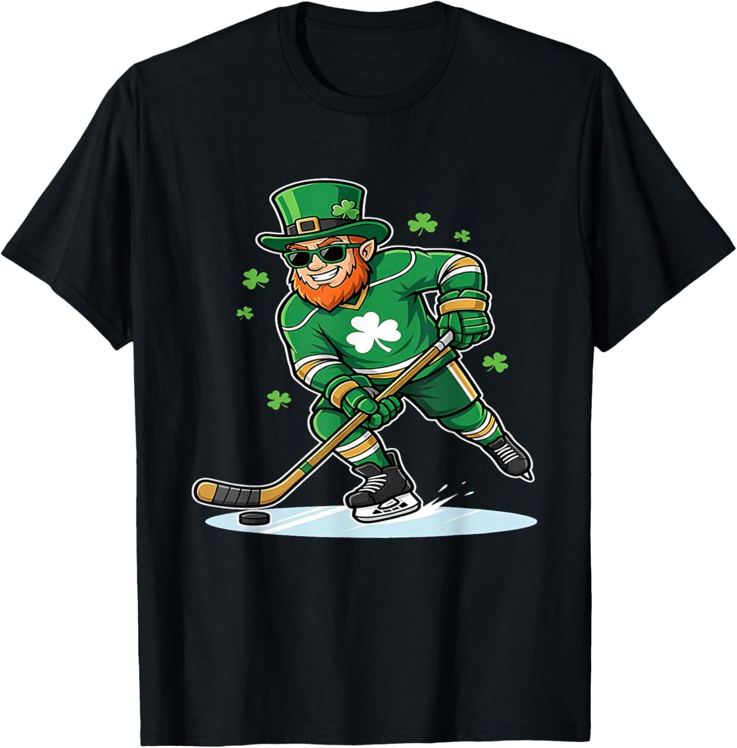 St Patricks Day Ice Hockey US Flag Saint Paddys Men Boys Kid T-Shirt - T-Shirt | Black