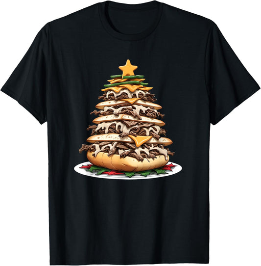 Philly Cheesesteak Christmas Tree T-Shirt - T-Shirt | Black