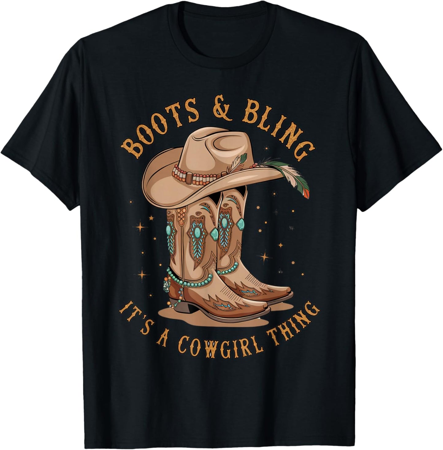 Boots and Bling its a Cowgirl Thing Rodeo Western Country T-Shirt - T-Shirt | Black