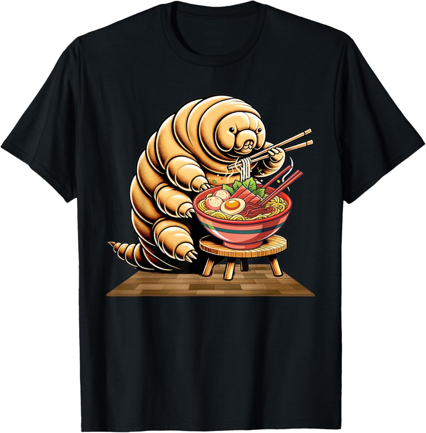 Funny Japanese Kawaii Ramen Noodles Water Bear Tardigrade T-Shirt - T-Shirt | Black