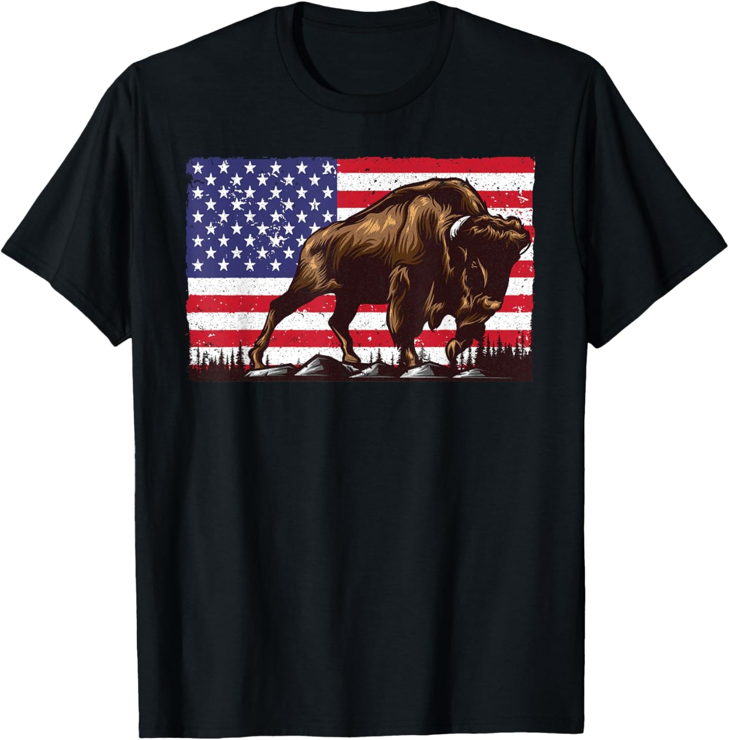 Cool Bison Design Women Kids Buffalo Bison Lovers T-Shirt - T-Shirt | Black