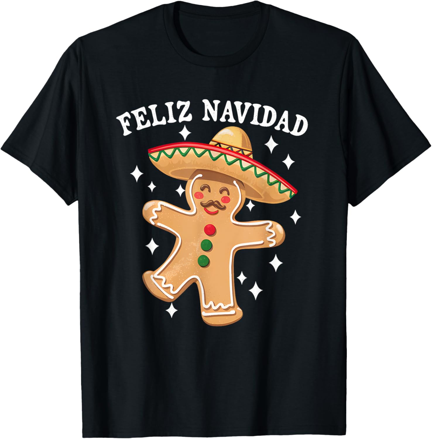 Feliz Navidad Merry Christmas Xmas Lights Pajamas Cookie T-Shirt - T-Shirt | Black
