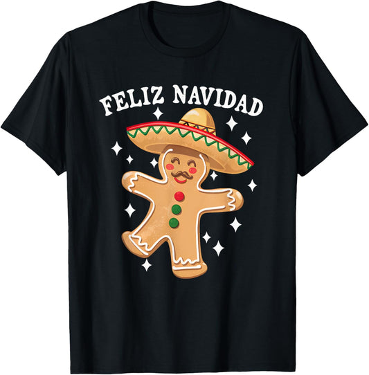 Feliz Navidad Merry Christmas Xmas Lights Pajamas Cookie T-Shirt - T-Shirt | Black